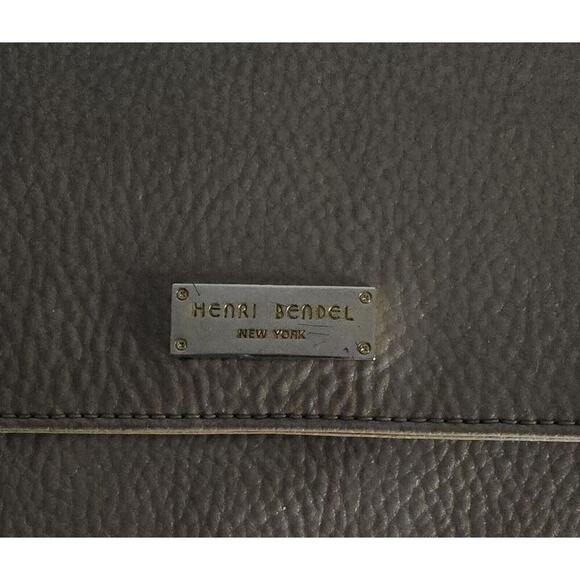 Henri Bendel Taupe Patent Leather Crossbody Bag Wallet On A Chain Clutch - Picture 11 of 16